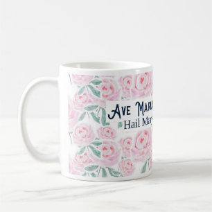 Hail Mary Ave Maria Latin Prayer katolsk Blommigt Kaffemugg