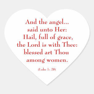 Hail Mary "Luke 1:28" Hjärtformat Klistermärke