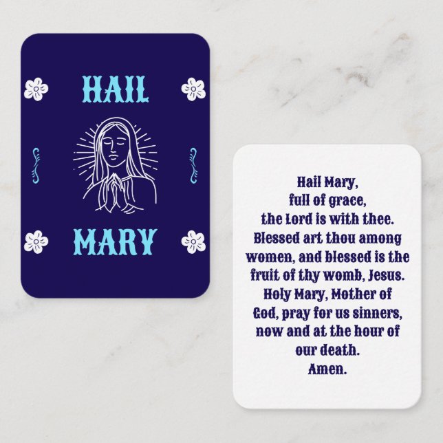 Hail Mary Prayer Card - Traditionellt språk Placeringskort (Fram/baksida)