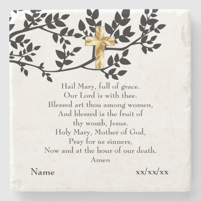 Hail Mary Prayer Catholique Gift Personlig Underlägg Sten (Framsidan)