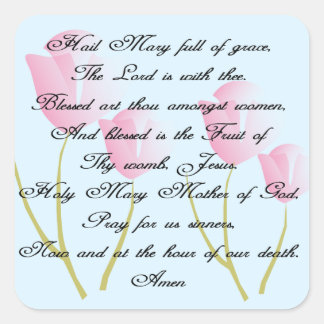 Hail Mary Prayer Fyrkantigt Klistermärke
