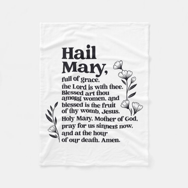 Hail Mary Prayer Marian Floral Christian Blessed M Fleecefilt (Framsidan)