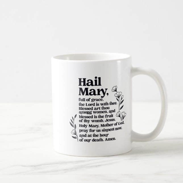 Hail Mary Prayer Marian Floral Christian Blessed M Kaffemugg (Höger)