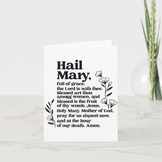 Hail Mary Prayer Marian Floral Christian Blessed M Kort (Framsida)