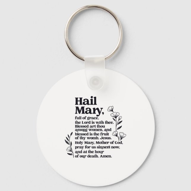 Hail Mary Prayer Marian Floral Christian Blessed M Nyckelring (Framsida)
