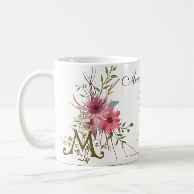 Hail Mary Prayer Religiösa Ave Maria Latin Kaffemugg (Vänster)