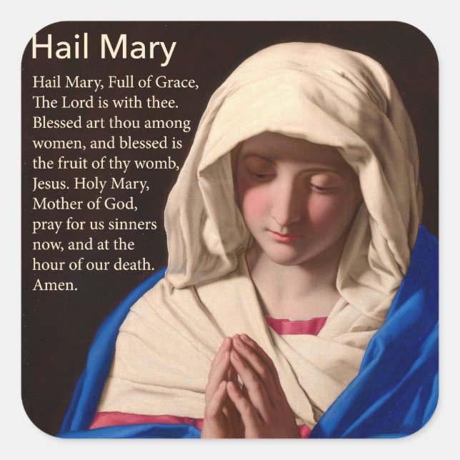 Hail Mary Prayer Sticker Fyrkantigt Klistermärke (Framsida)