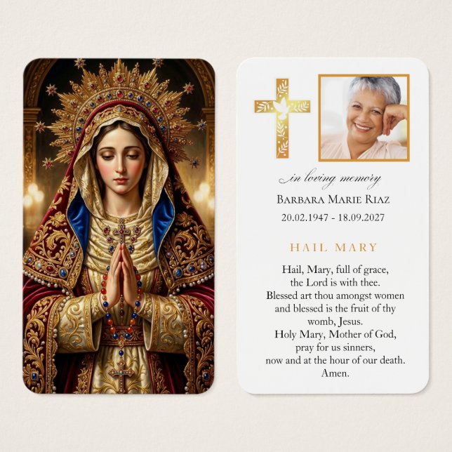 Hail Mary religiös begravning bön kort (Framsida & baksida)