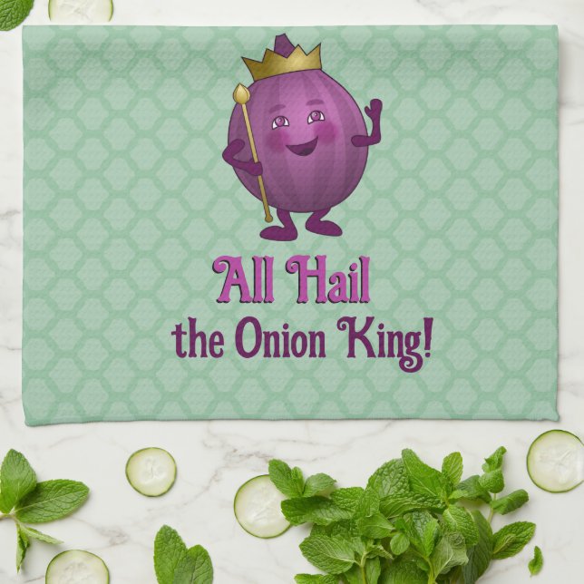 Hail Onion Kung - lustig veg - anpassningsbarnas s Kökshandduk (Vikta)