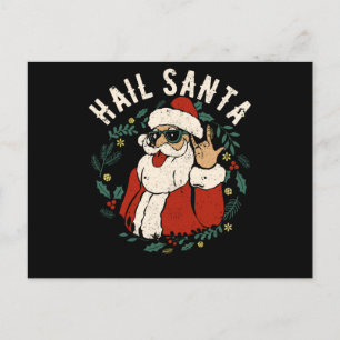 Hail Santa Claus släde jul rock metal Vykort