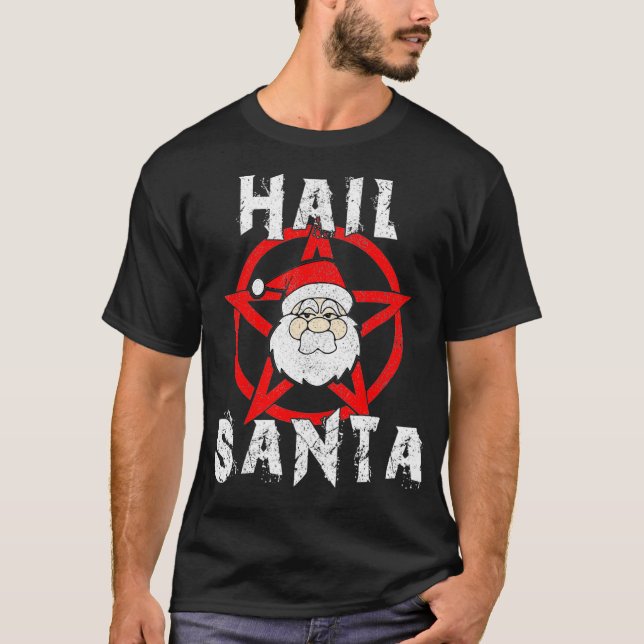Hail Santa Funny Satanic jul Gift T Shirt (Framsida)