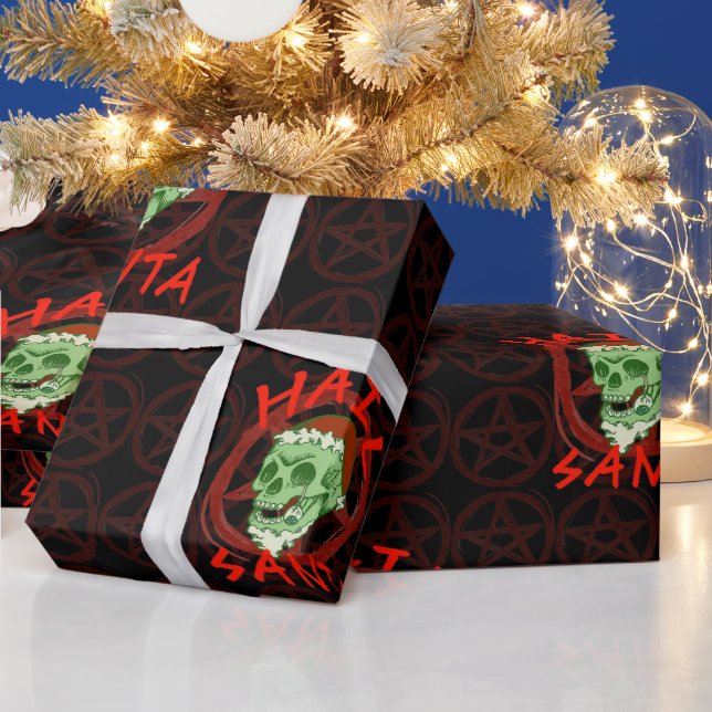Hail Santa - Halloween Zombie Rocker Skull Presentpapper (Helgdagar)