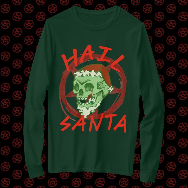 Hail Santa - Halloween Zombie Rocker Skull T Shirt (Skapare uppladdad)