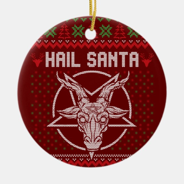 Hail Santa Ugly Festive Graphic Julgransprydnad Keramik (Framsidan)