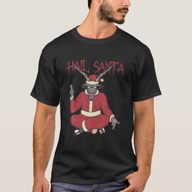 Hail Santa Ugly (julsötare Sten Metall Satan) T Shirt (Framsida)