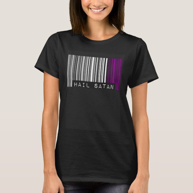 Hail Satan Asexual Pride Flag Barcode Satanist Equ T Shirt (Framsida)