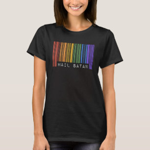 Hail Satan Gay pride Flagga Barcode Satanist Equal T Shirt