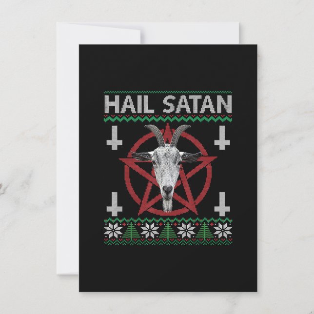 Hail Satan Getingehuvud Pentagram Rolig Satanisk F Inbjudningar (Framsida)