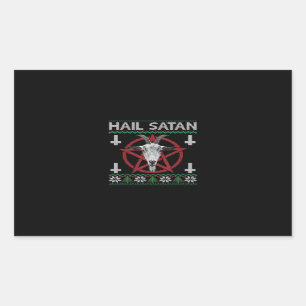 Hail Satan Goat Head Pentagram Funny Satanic Ugand Rektangulärt Klistermärke