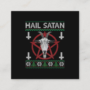 Hail Satan Goat Head Pentagram Funny Satanic Ugly Fyrkantigt Visitkort