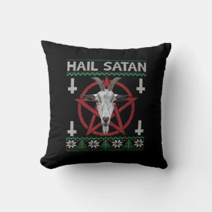 Hail Satan Goat Head Pentagram Funny Satanic Ugly Kudde