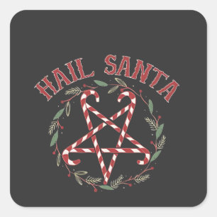 Hail Satan jul Krampus Julafton Djävulen Candy Fyrkantigt Klistermärke