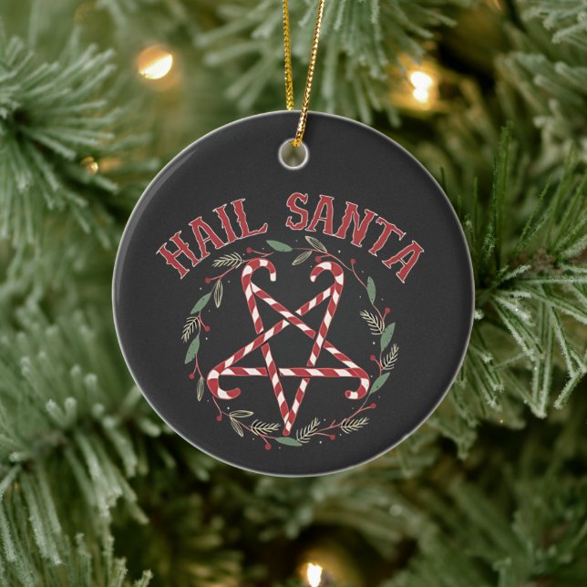 Hail Satan jul Krampus Julafton Djävulen Candy Julgransprydnad Keramik (Träd)
