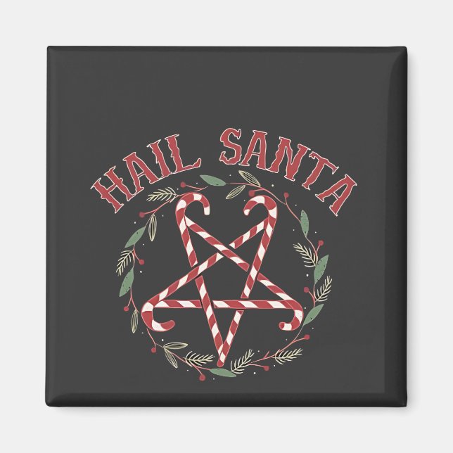 Hail Satan jul Krampus Julafton Djävulen Candy Magnet (Framsidan)