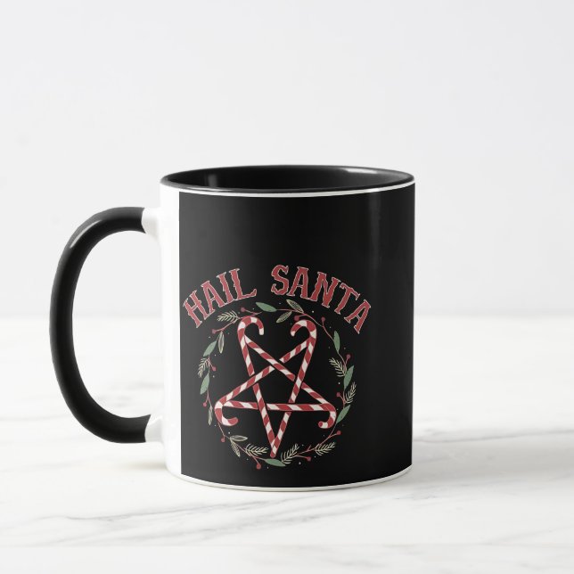 Hail Satan jul Krampus Julafton Djävulen Candy Mugg (Vänster)