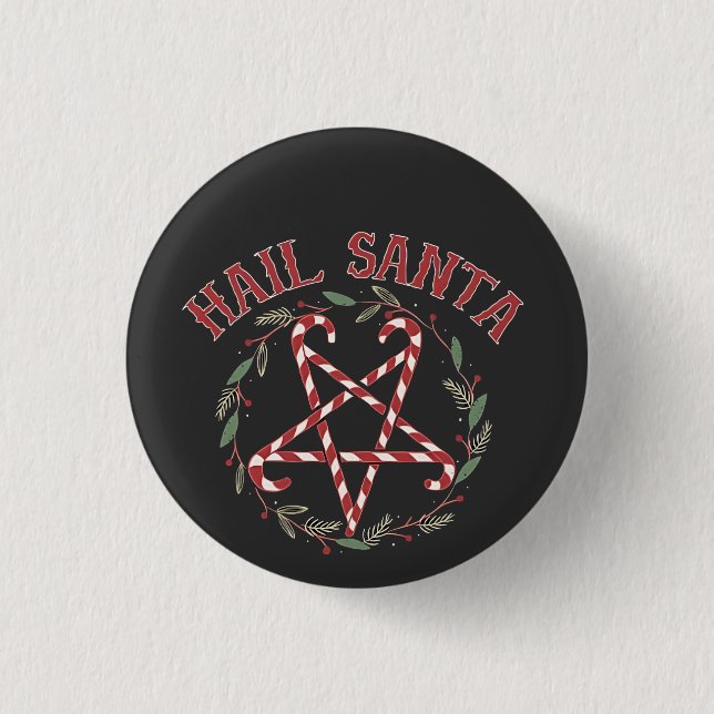 Hail Satan jul Krampus Xmas Djävul Godis  Knapp (Framsida)