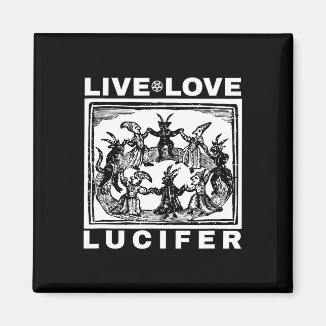 Hail Satan Live Kärlek Lucifer med dancing Demons  Magnet (Framsidan)