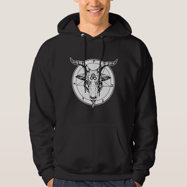 Hail Satan - Pentagram - Baphomet 666 Hoodie (Framsida)