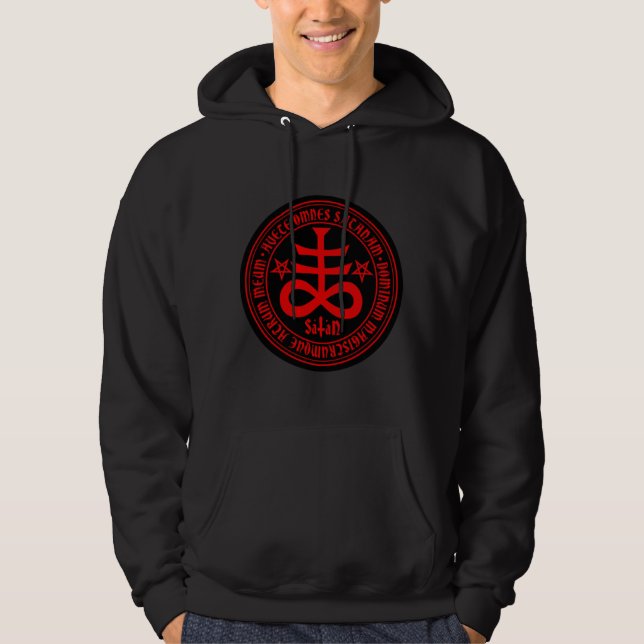 Hail Satan - Pentagram - Cross 666 Hoodie (Framsida)