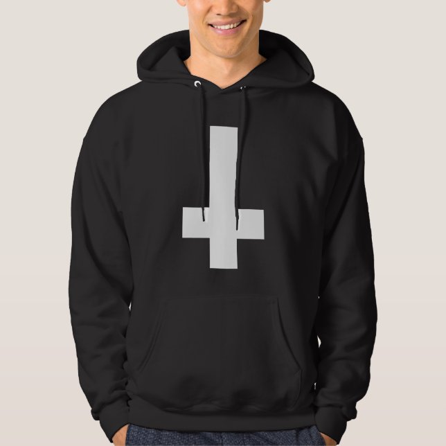 Hail Satan - Pentagram - Cross - 666 - Hoodie (Framsida)
