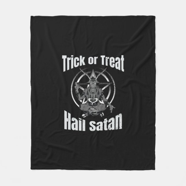 Hail Satan Pentagram Goat Halloween Fleecefilt (Framsidan)