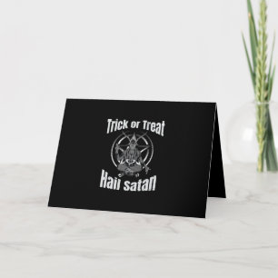 Hail Satan Pentagram Goat Halloween Helgkort