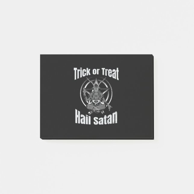 Hail Satan Pentagram Goat Halloween Post-it Block (Framsida)