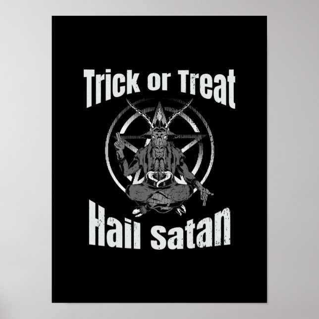 Hail Satan Pentagram Goat Halloween Poster (Framsidan)
