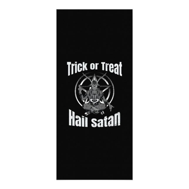 Hail Satan Pentagram Goat Halloween Reklamkort (Framsidan)