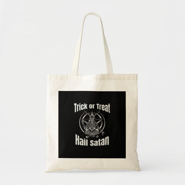 Hail Satan Pentagram Goat Halloween Tygkasse (Framsidan)