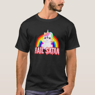 Hail Satan Unicorn Funny Satanic Rainbow Dödsmöte T Shirt