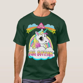 Hail Satan Unicorn Rainbow Painting Teckning Desig T Shirt