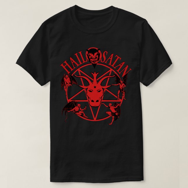 Hail Satan Vintage toon T Shirt (Design framsida)