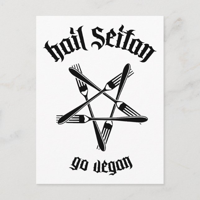 Hail Seitan 1.1 (svart) Vykort (Framsida)