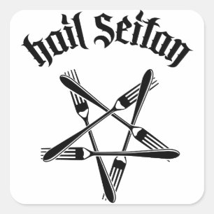 Hail Seitan 1.2 (svart) Fyrkantigt Klistermärke