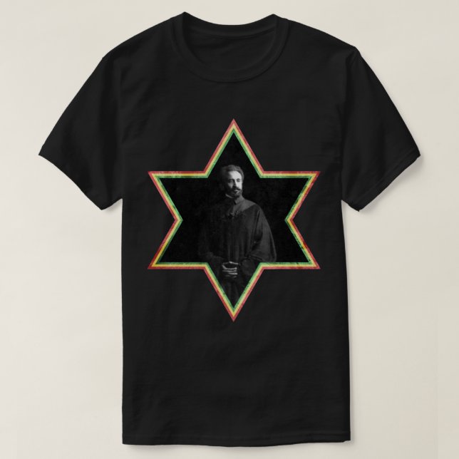 Haile Selassie davidsstjärna Tee (Design framsida)