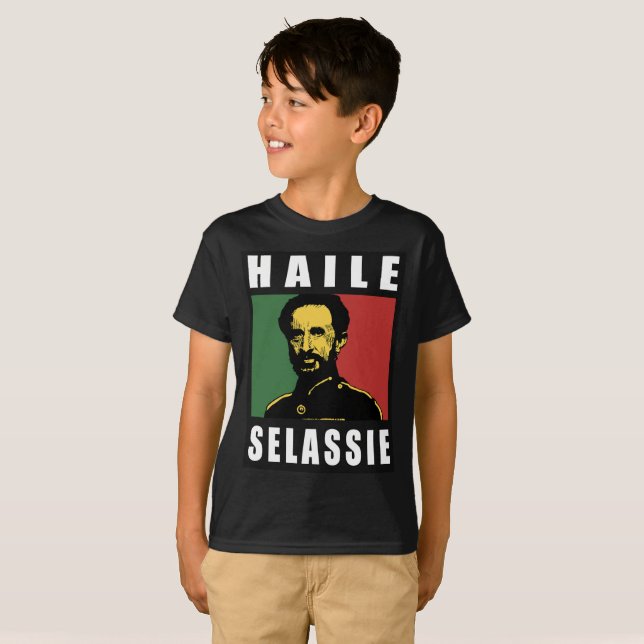 Haile Selassie Emperor - Reggae - Kids - Shirt Tee Shirt (Hel framsida)