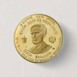 Haile Selassie Empire Etiopien Rastafari Button Knapp