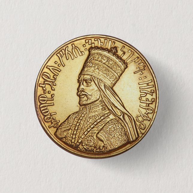 Haile Selassie Empire of Ethiopia Rastafari Button Knapp (Framsida)