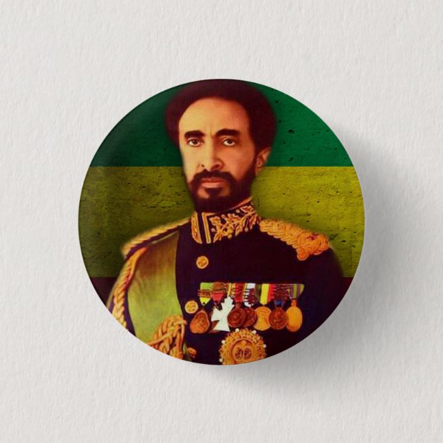 Haile Selassie Empire of Ethiopia Rastafari Button Knapp (Framsida)